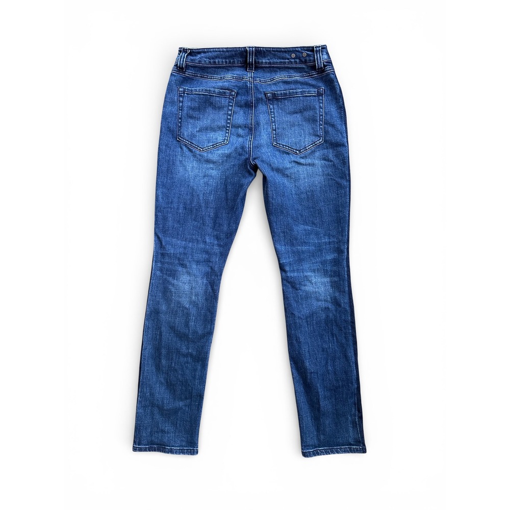 Cabi High Straight Jeans Women 6 Blue Excellent Side‎ Stripe Distressed 3750